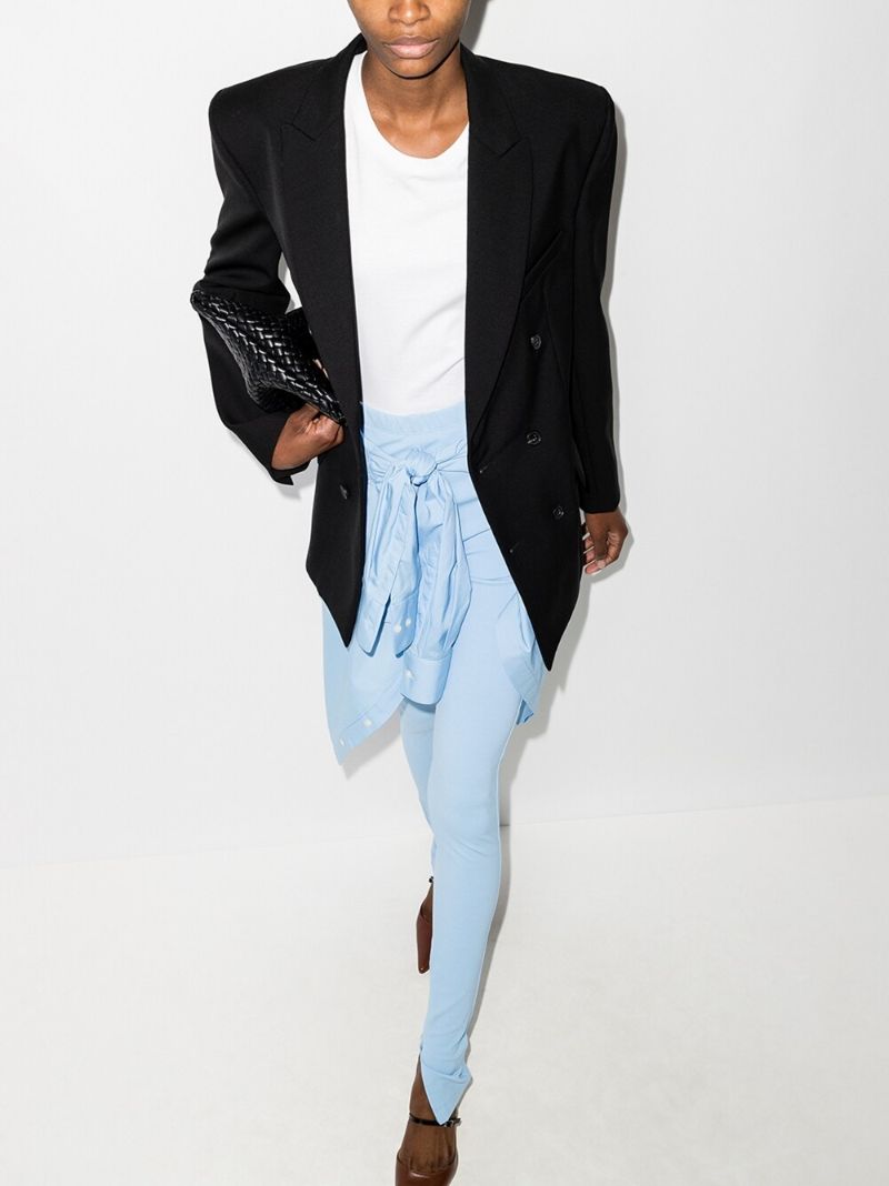 Black Double-breasted Wool Blazer