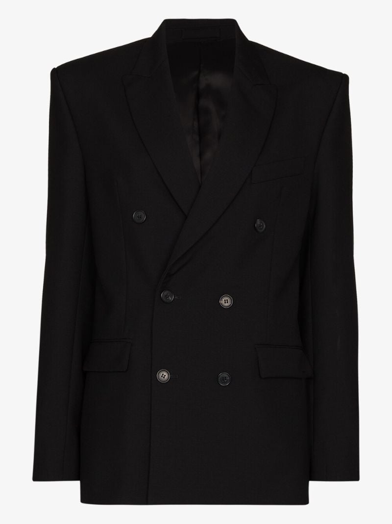 Black Double-breasted Wool Blazer
