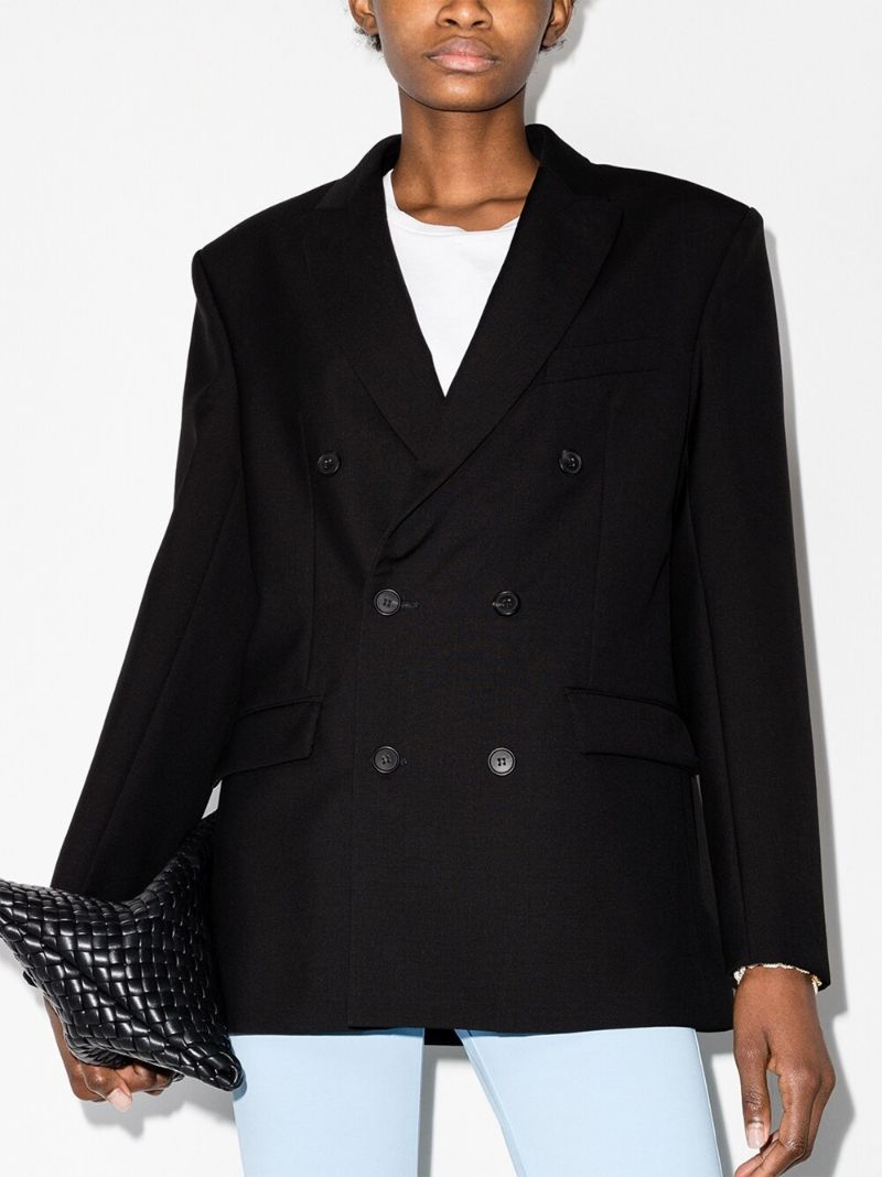 Black Double-breasted Wool Blazer