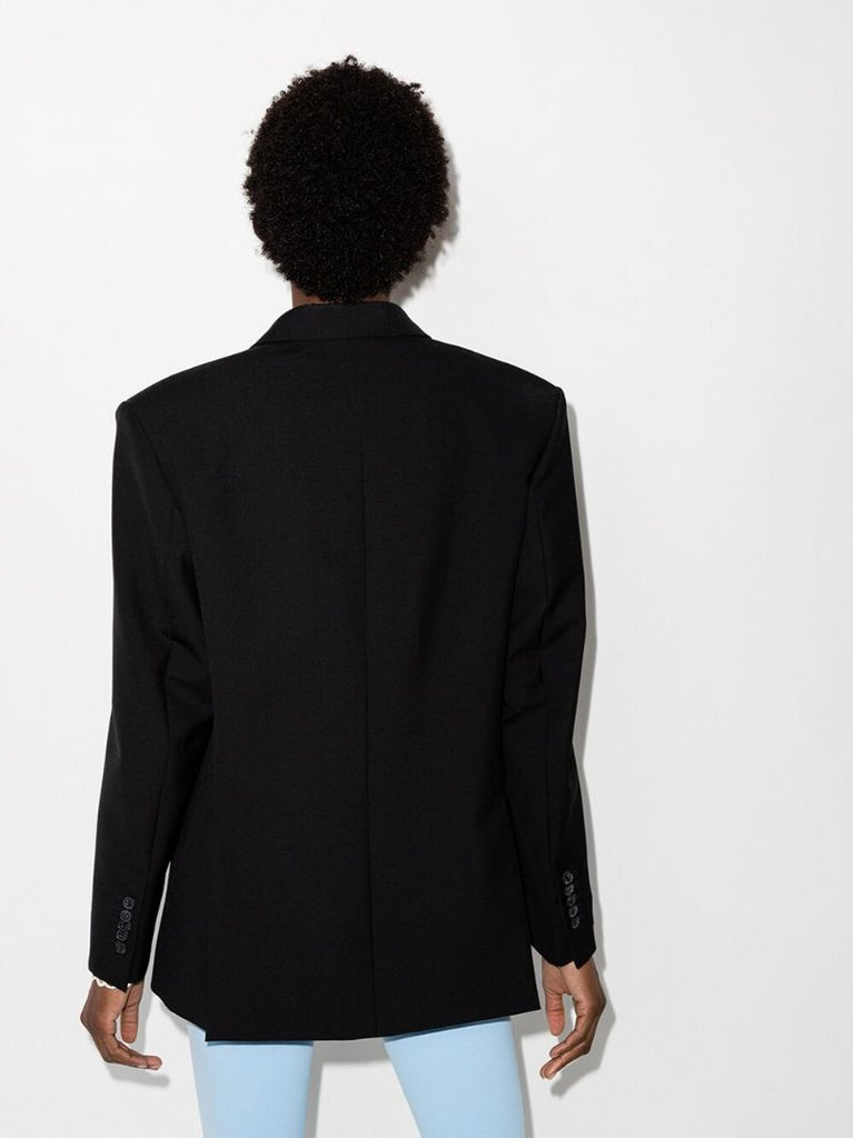 Black Double-breasted Wool Blazer