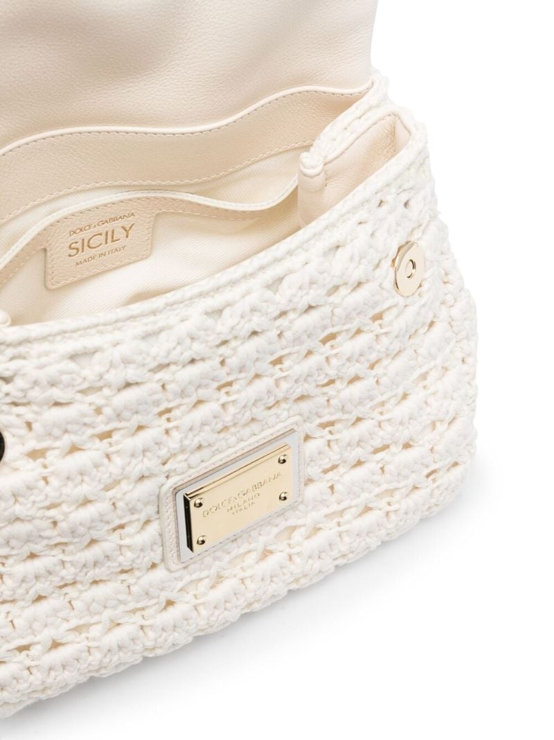 White Sicily Crochet Top Handle Bag