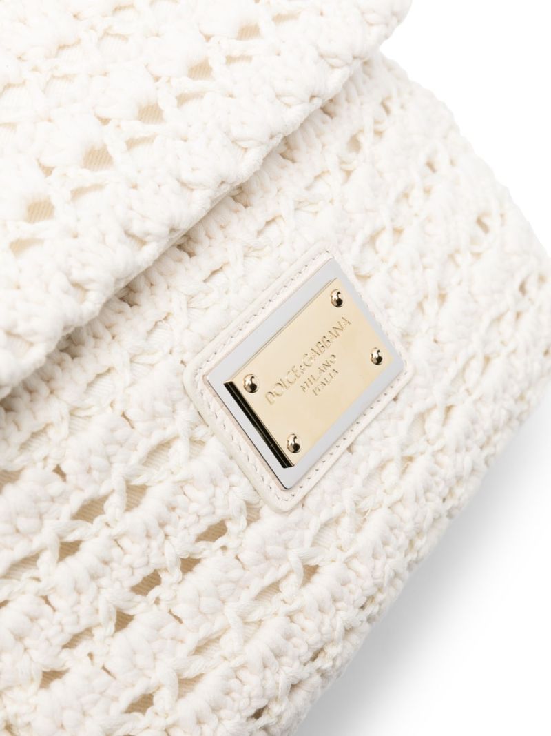 White Sicily Crochet Top Handle Bag