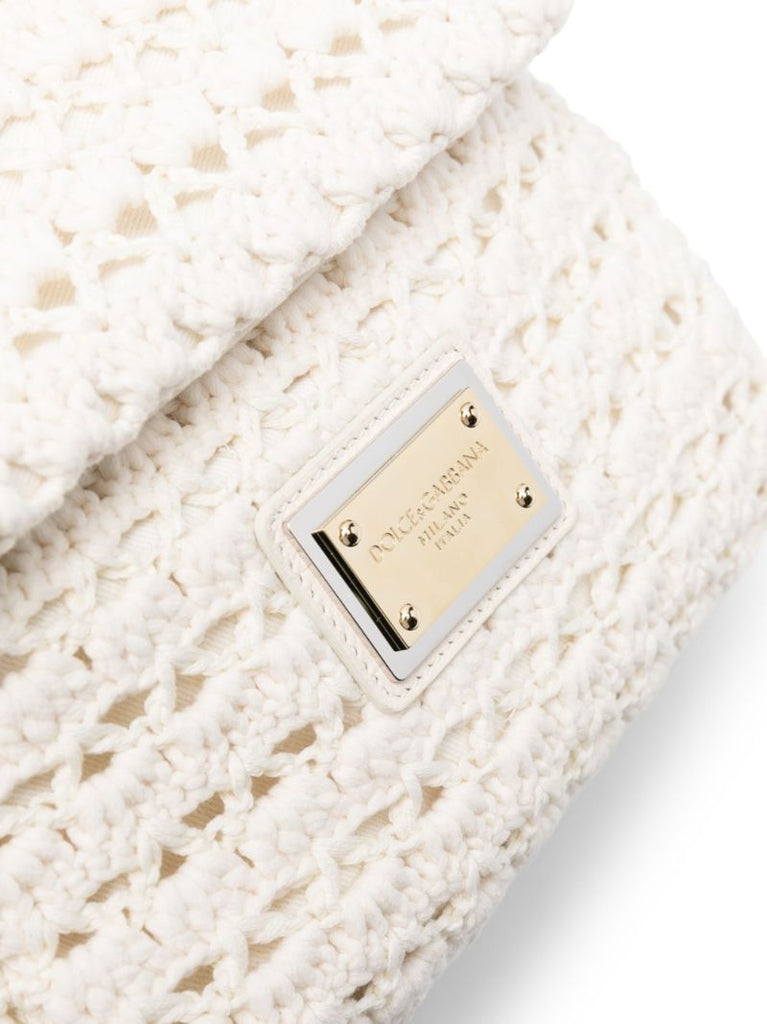 White Sicily Crochet Top Handle Bag