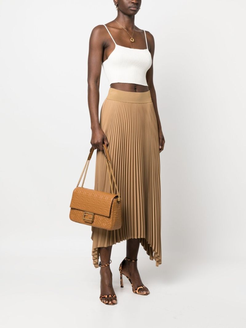 Brown Logo Embossed Leather Shoulder Bag