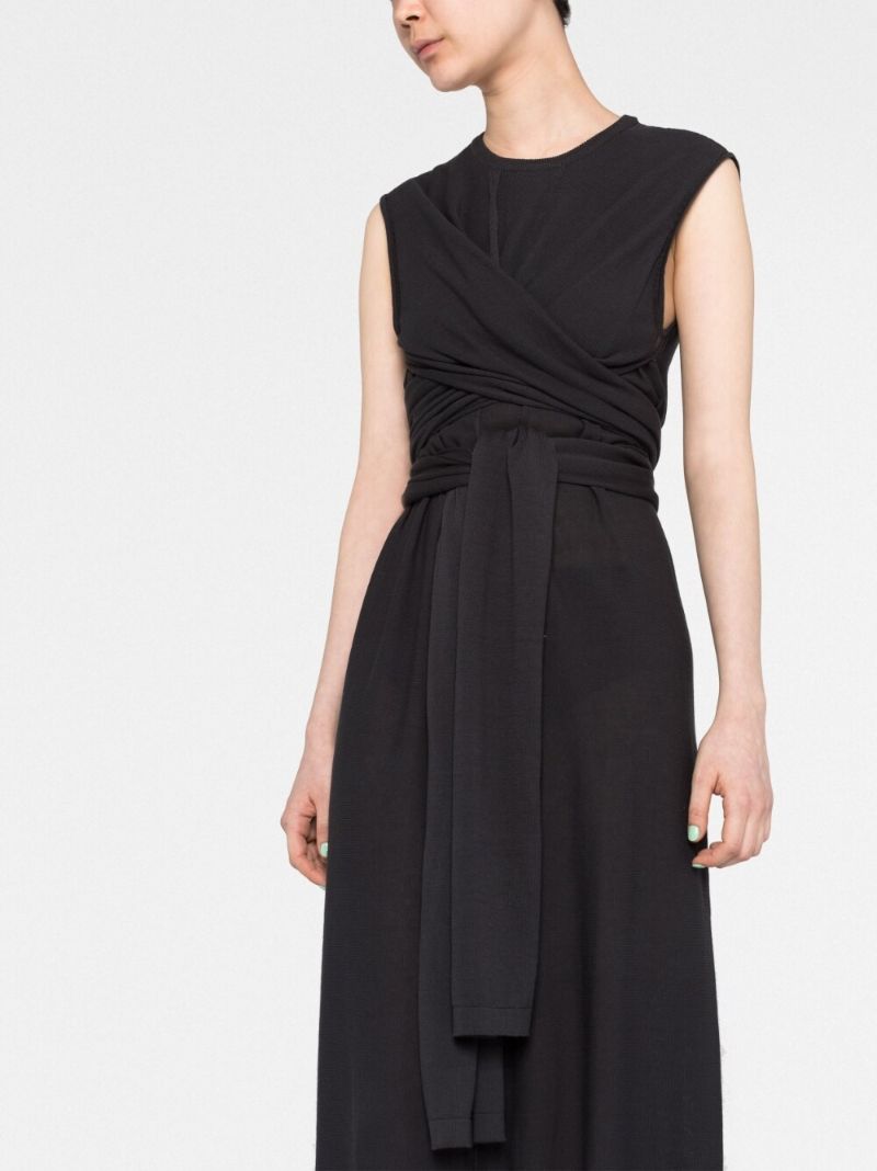 Grey Knotted Cotton Midi Dress