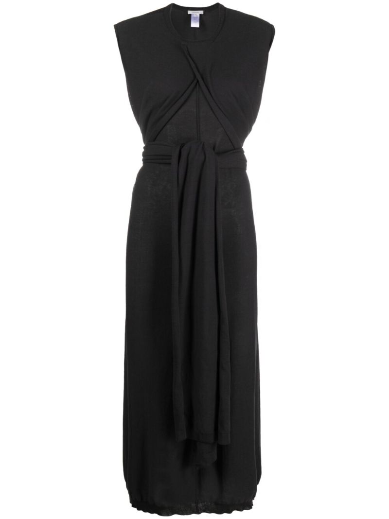 Grey Knotted Cotton Midi Dress