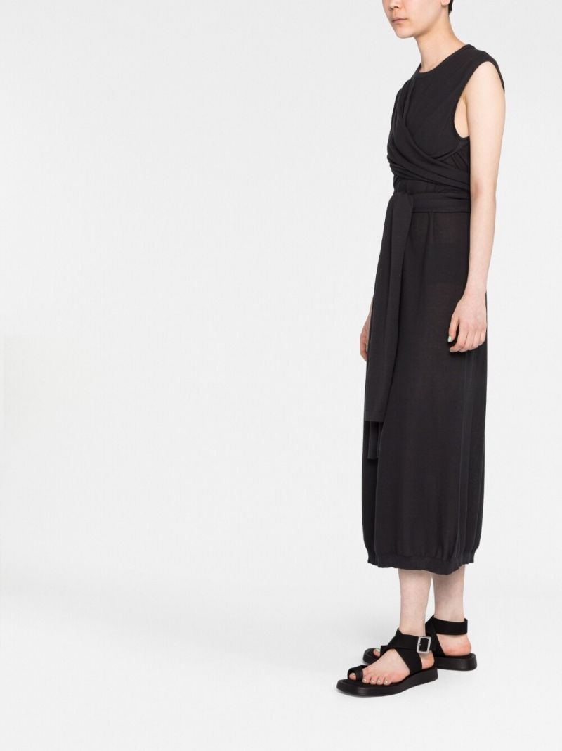 Grey Knotted Cotton Midi Dress
