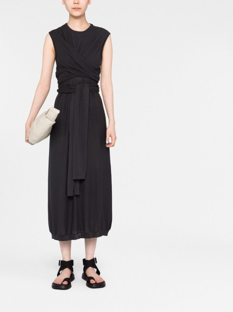 Grey Knotted Cotton Midi Dress