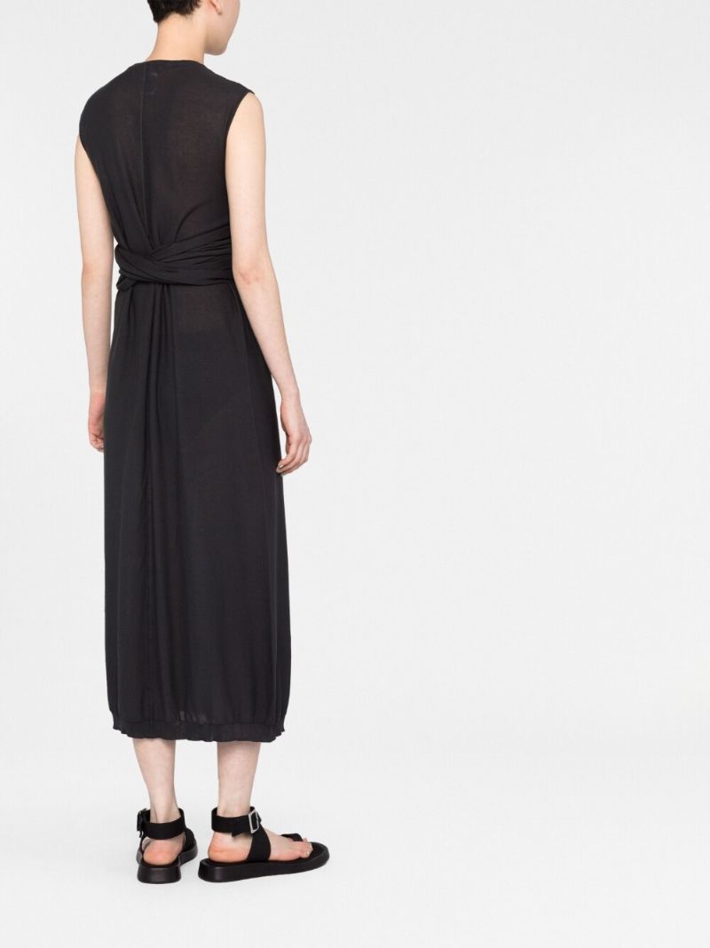 Grey Knotted Cotton Midi Dress
