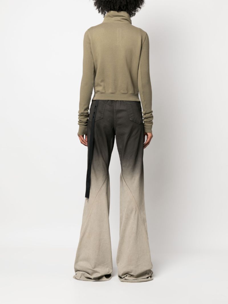 Green Strap Detailed Zipped Sweatshirt