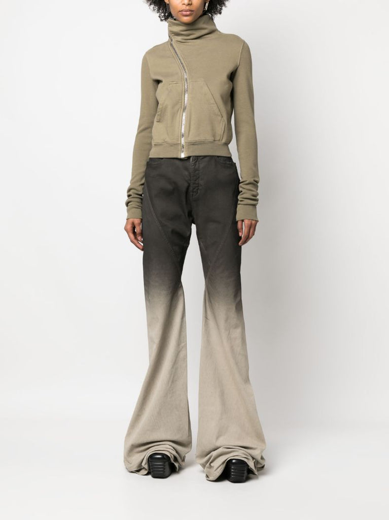 Green Strap Detailed Zipped Sweatshirt