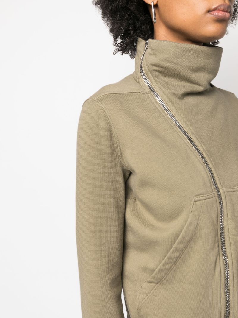 Green Strap Detailed Zipped Sweatshirt