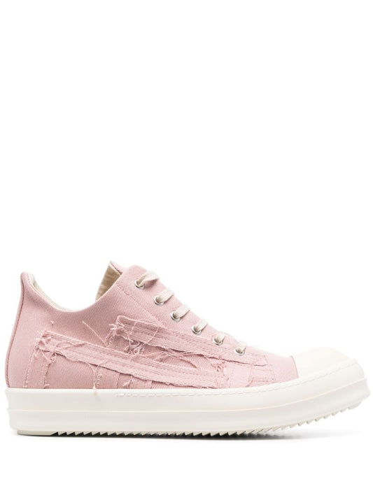 Pink Distressed Lace Up Sneakers