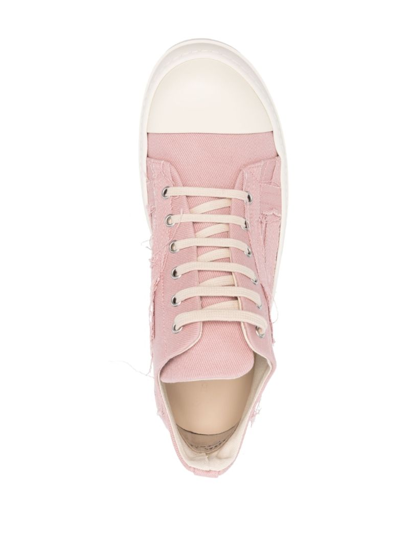 Pink Distressed Lace Up Sneakers