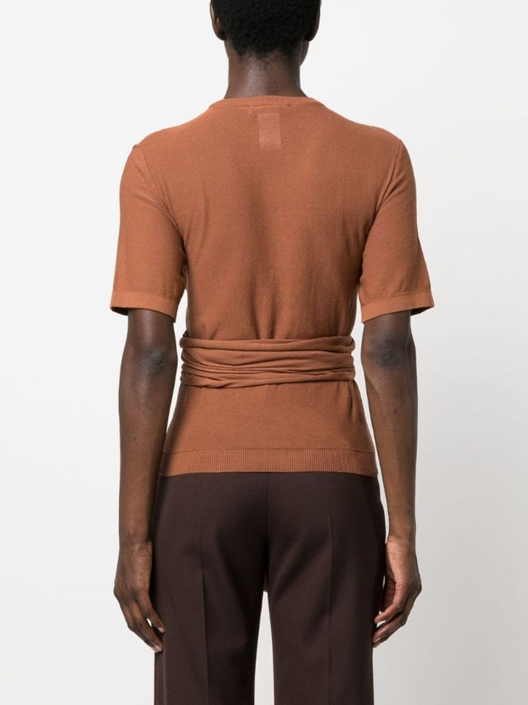Brown Knotted Knitted Top