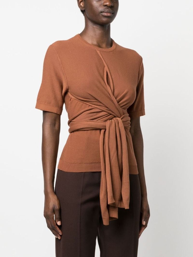 Brown Knotted Knitted Top