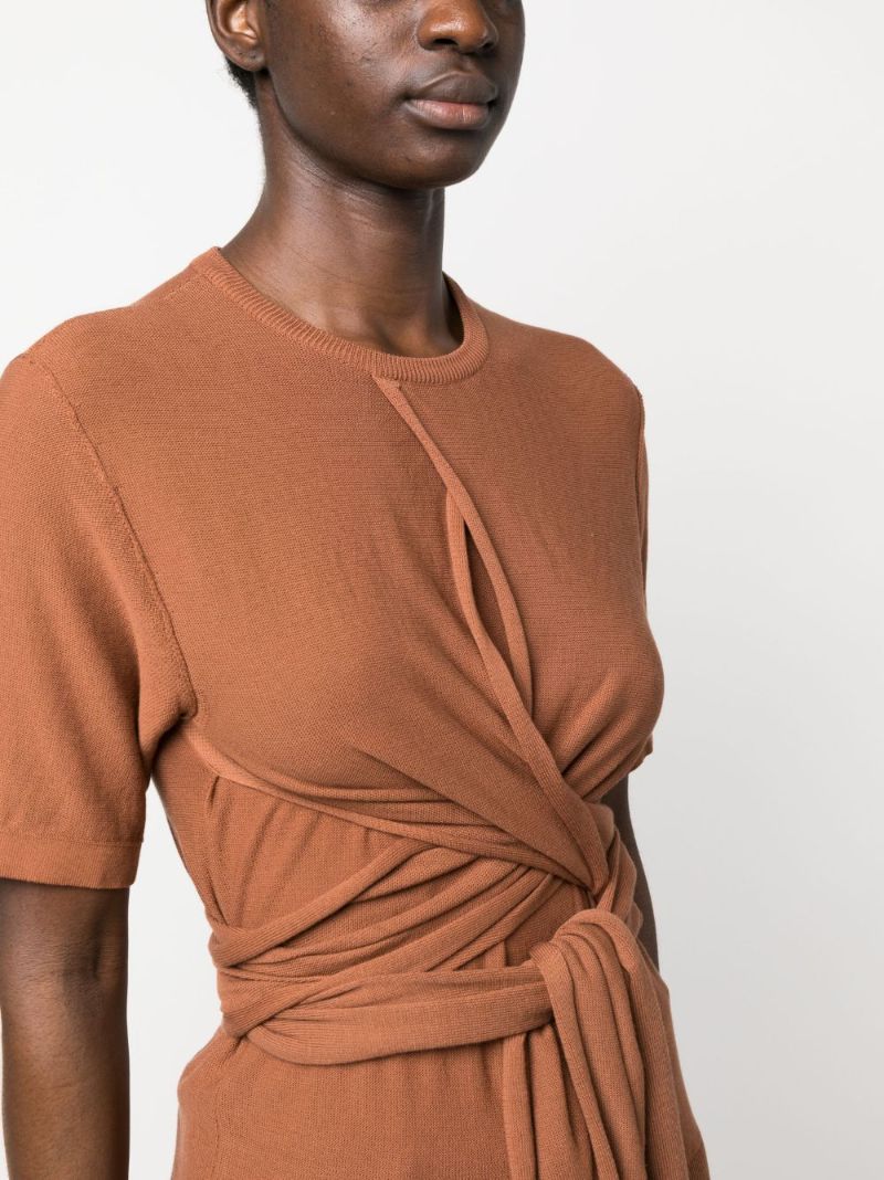 Brown Knotted Knitted Top