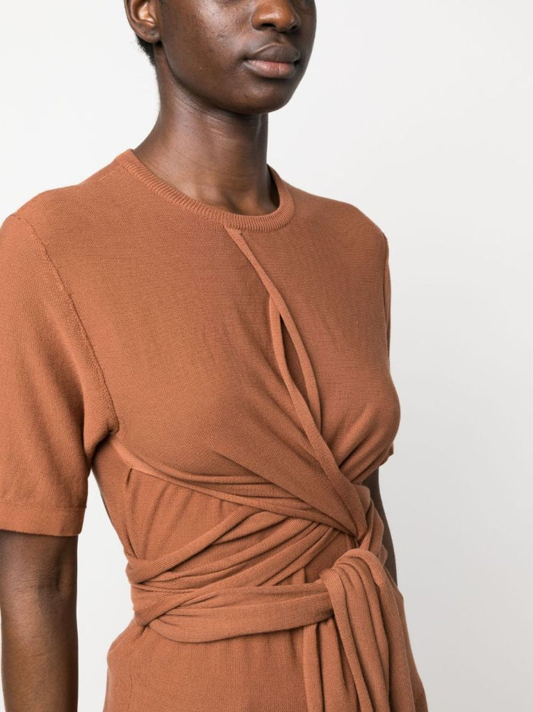 Brown Knotted Knitted Top