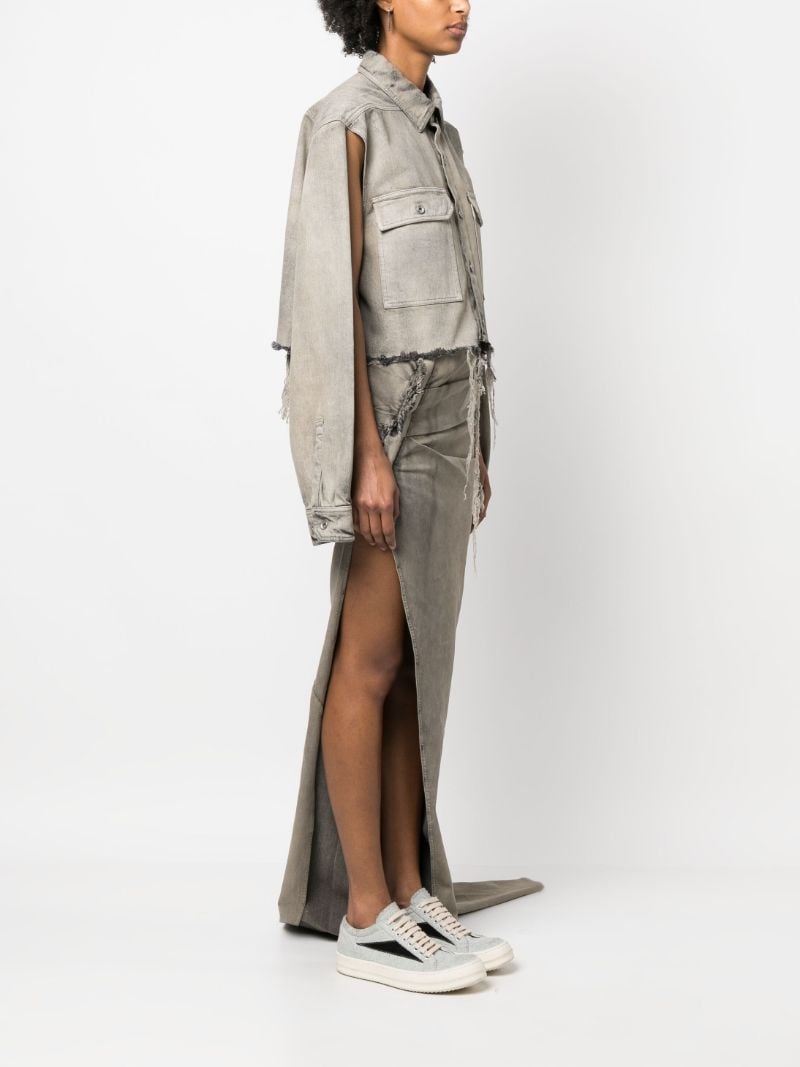 Grey Distressed Cropped Shirt Jacket