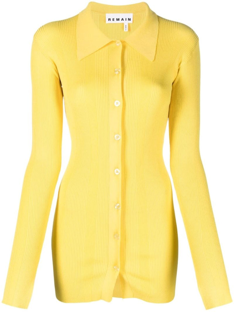 Yellow Ribbed Mini Dress