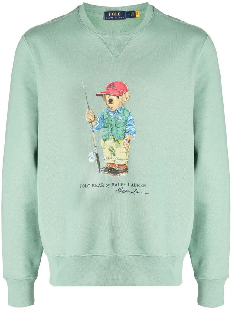 Green Fishing Bear Sweatshirt
