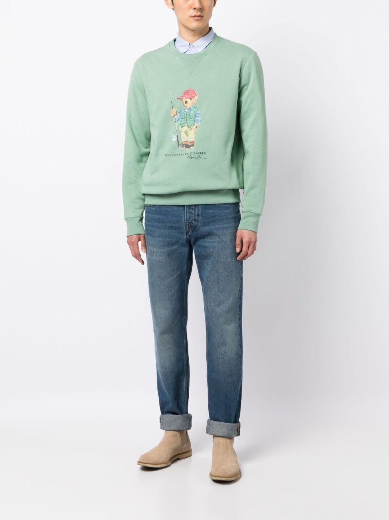 Green Fishing Bear Sweatshirt