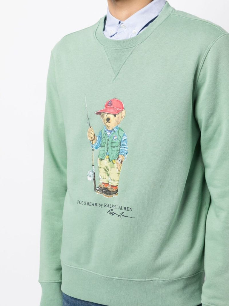 Green Fishing Bear Sweatshirt