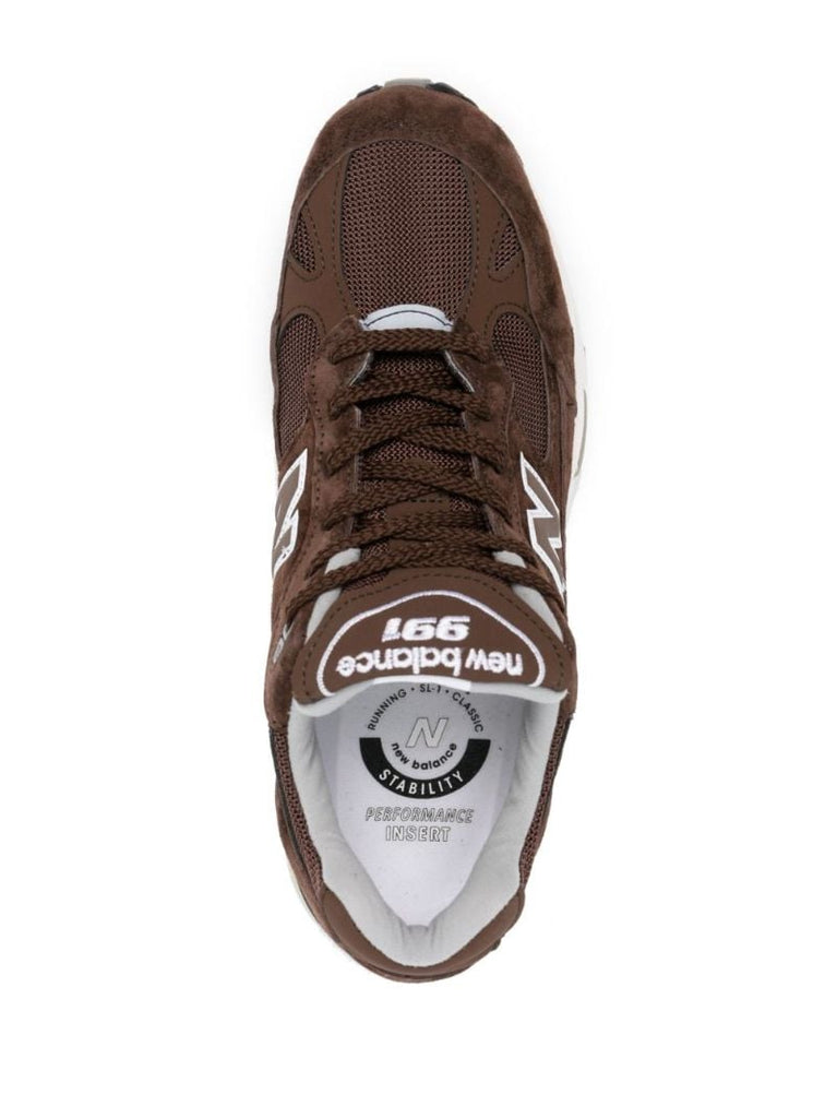 Brown 991 Panelled Leather Sneakers