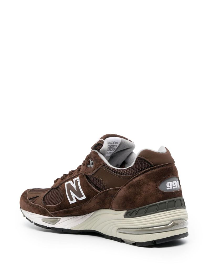 Brown 991 Panelled Leather Sneakers