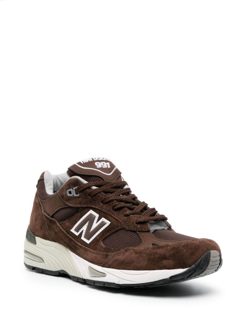 Brown 991 Panelled Leather Sneakers