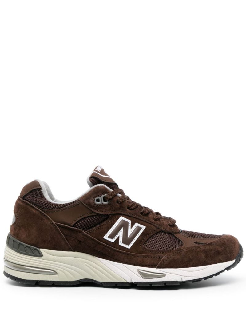 Brown 991 Panelled Leather Sneakers