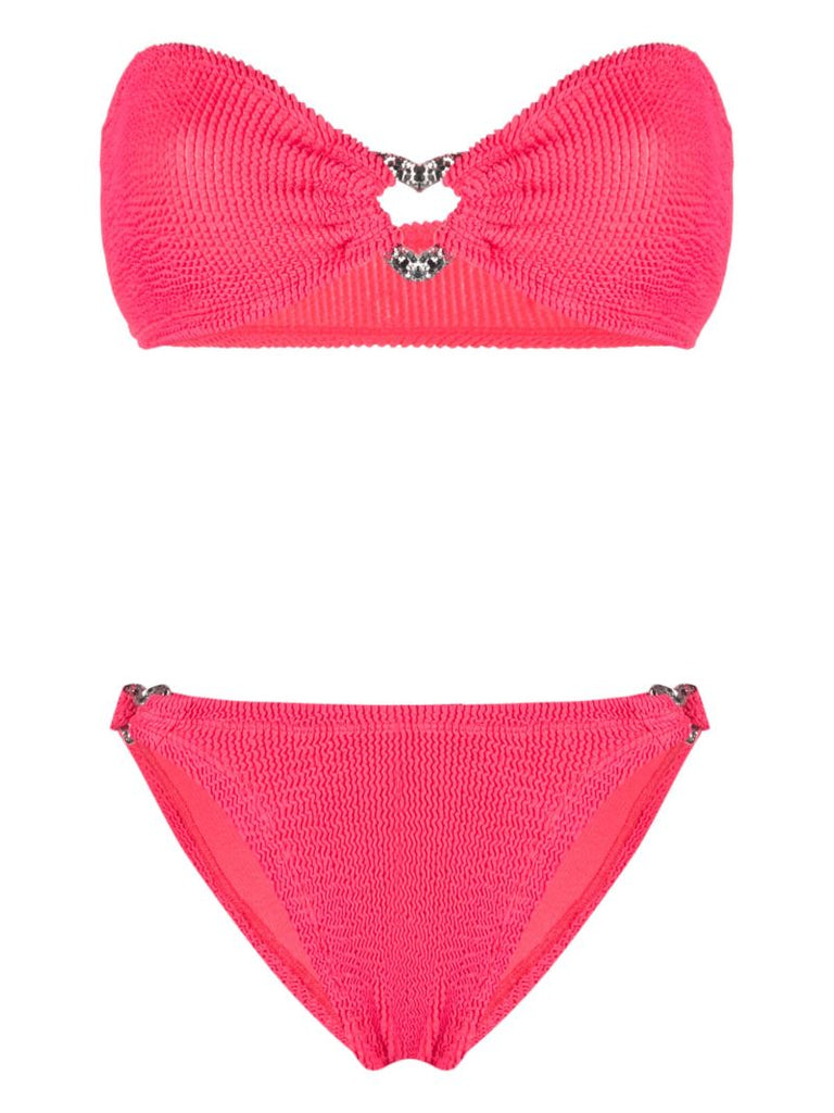 Pink Nicole Crinkle Bandeau Bikini