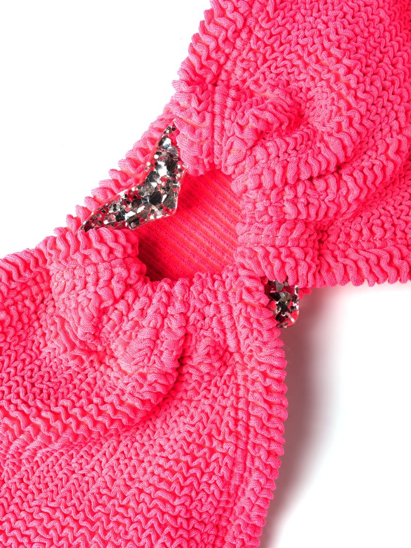 Pink Nicole Crinkle Bandeau Bikini