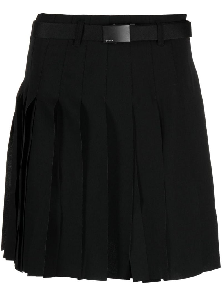 Black Kace Pleated Mini Skirt