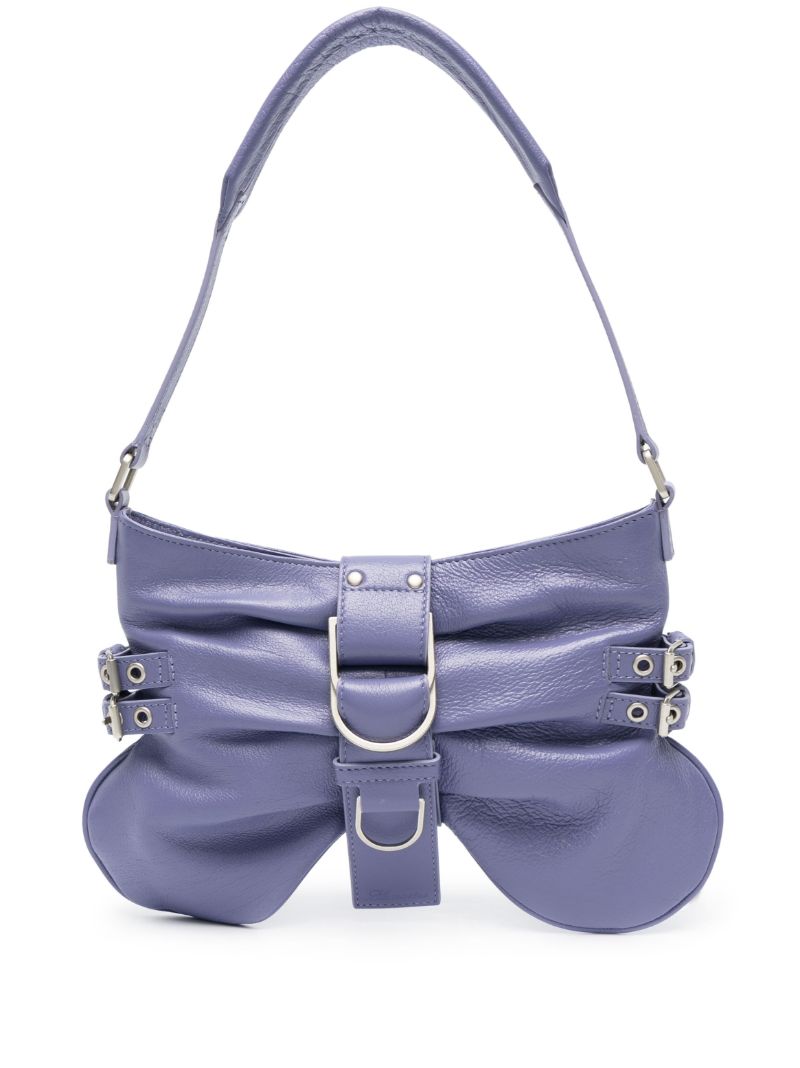 Purple Butterfly Large Leather Shoulder Bag