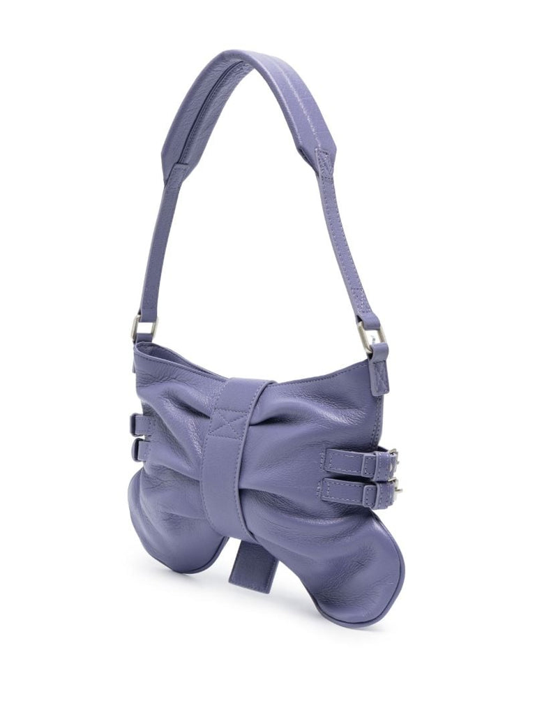 Purple Butterfly Large Leather Shoulder Bag