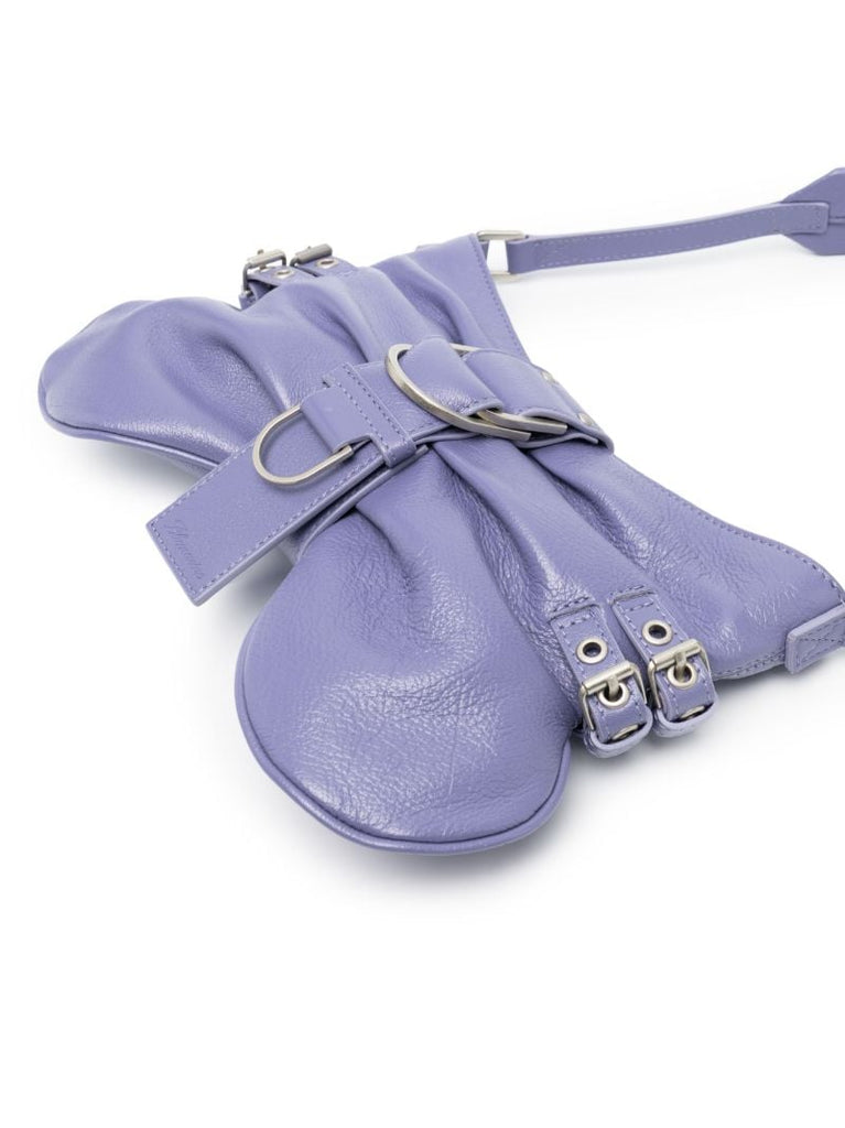 Purple Butterfly Large Leather Shoulder Bag
