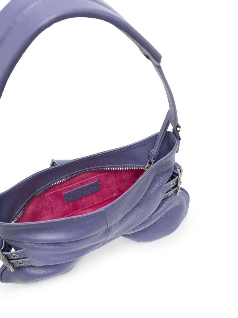Purple Butterfly Large Leather Shoulder Bag
