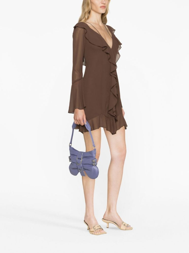 Purple Butterfly Large Leather Shoulder Bag