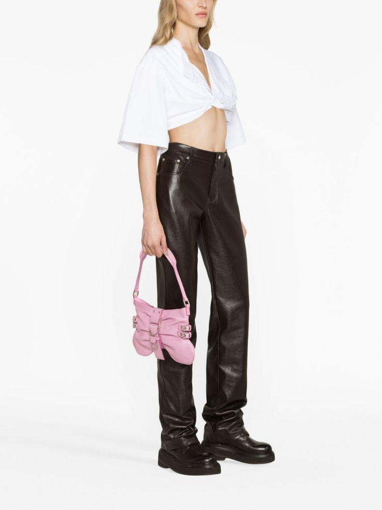 Pink Butterfly Large Leather Shoulder Bag