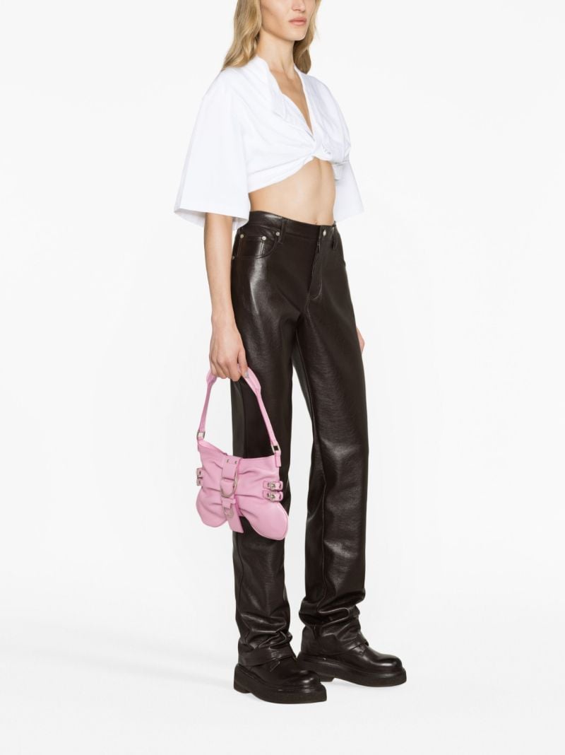 Pink Butterfly Large Leather Shoulder Bag