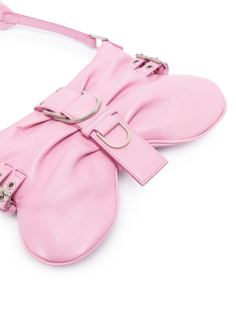 Pink Butterfly Large Leather Shoulder Bag