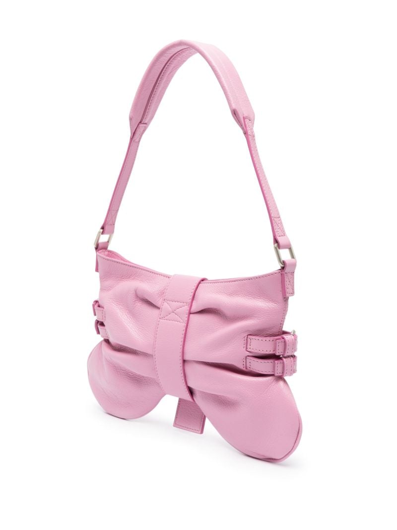 Pink Butterfly Large Leather Shoulder Bag