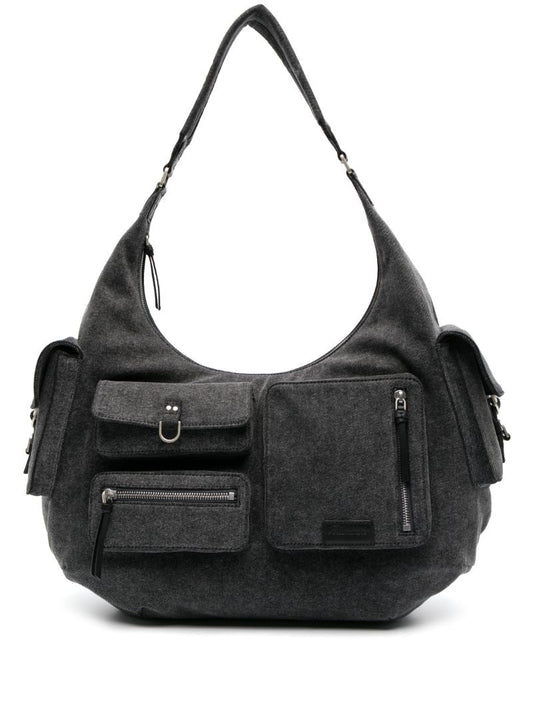 Grey Hobo Large Denim Shoulder Bag