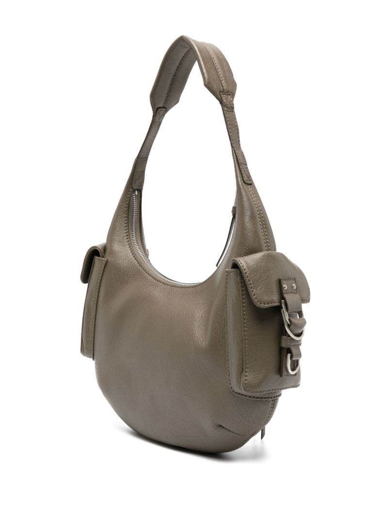 Khaki Multi-pocket Leather Shoulder Bag