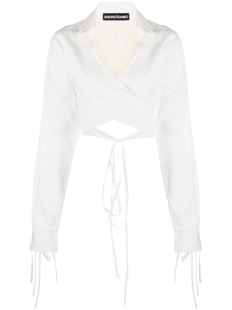 White Wraparound Cropped Cardigan