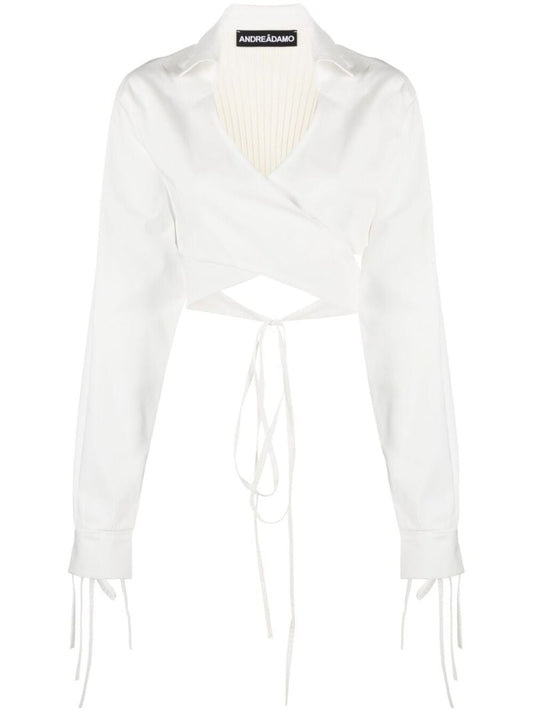 White Wraparound Cropped Cardigan