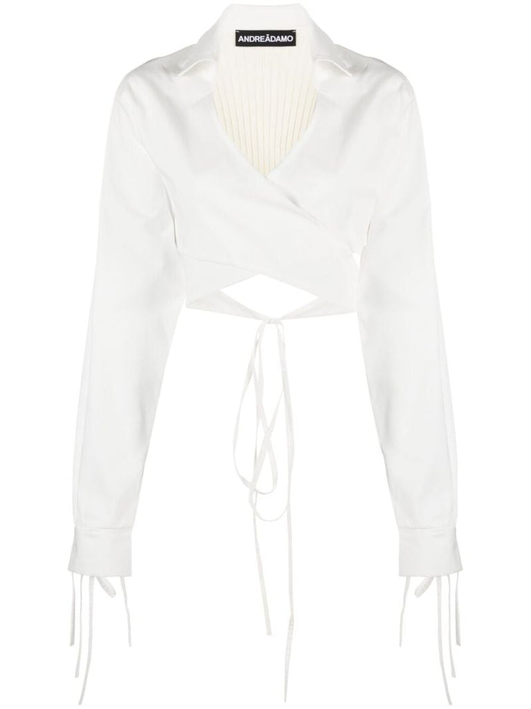 White Wraparound Cropped Cardigan