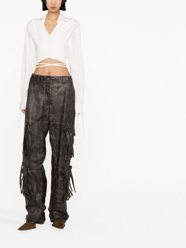 White Wraparound Cropped Cardigan
