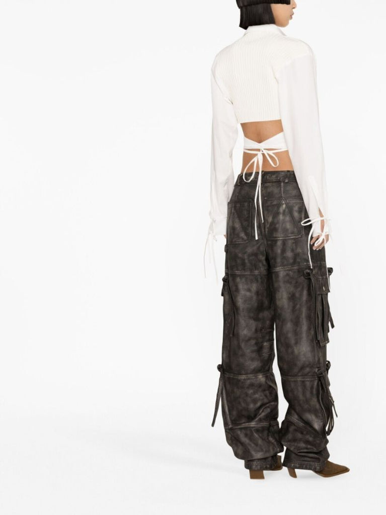 White Wraparound Cropped Cardigan